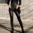 Lace-up Faux-leather Shorts