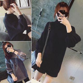 Balloon-sleeve Mock Neck Sweater