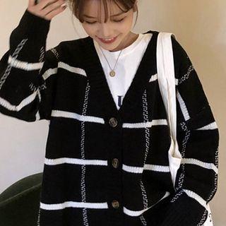 Plaid Cardigan Black - One Size