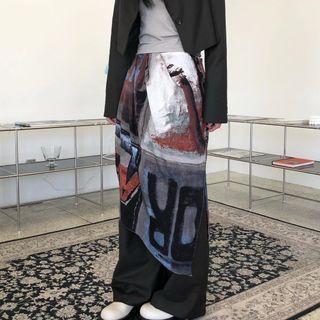 Print Midi Skirt Print - White & Black - One Size