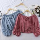 Off-shoulder Bow-accent Blouse