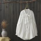 Ribbon Neck Shirt White - One Size