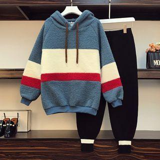 Set: Striped Knit Hoodie + Harem Pants
