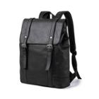 Faux Leather Buckled Backpack Black - One Size