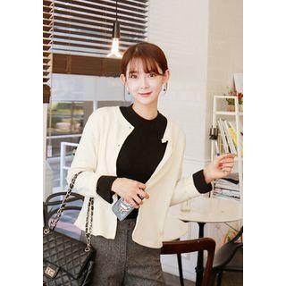 Round-neck Faux-pearl Button Cardigan