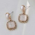 Square Drop Sterling Silver Ear Stud / Clip-on Earring