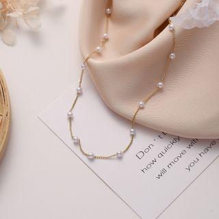 Faux Pearl Necklace Necklace - One Size