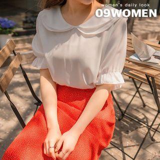 Plus Size Peter Pan-collar Chiffon Blouse