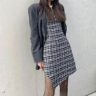 Plaid Loose-fit Blazer / Plaid Sleeveless Dress