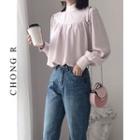 Plain Mock Neck Blouse Pink - One Size