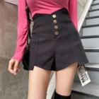 Asymmetric Button-detail Shorts