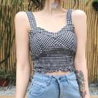 Plaid Cropped Camisole Top