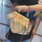 Feather Woven Shoulder Bag