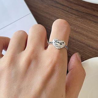 Lettering Heart Open Ring K815 - Ring - Silver - One Size