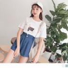 Schnauzer Printing Short-sleeve Round Neck T-shirt