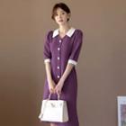 Contrast-trim Coatdress