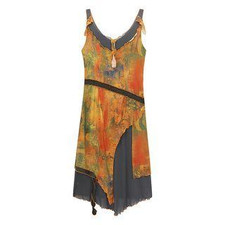 Sleeveless Asymmetrical Print Dress