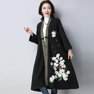 Paneled Printed Buttoned Coat