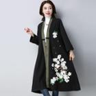 Paneled Printed Buttoned Coat