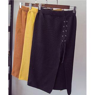 Lace Up Knit Skirt