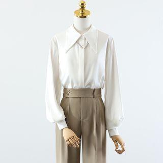 Long-sleeve Chained Chiffon Blouse / Dress Pants