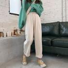 High-waist Plain Roll Up Pants