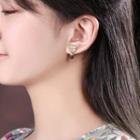 Clover Drop Ear Stud 1 Pair - Milky White & Green & Gold - One Size