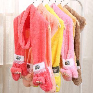 Lace Trim Furry Scarf With Gloves