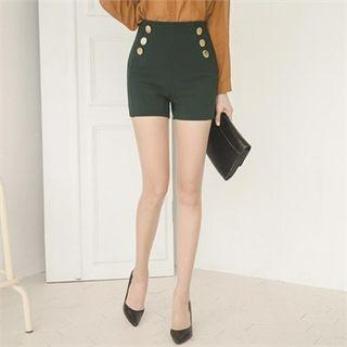 Button-trim Zip-side Shorts