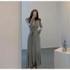 Long-sleeve Midi Mermaid Dress Gray - One Size