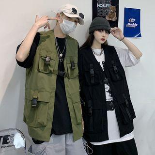 Couple Matching Front Pocket Buckled Vest