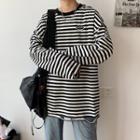 Color-block Stripe Loose Sweatshirt