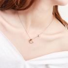 Butterfly Pendant Stainless Steel Necklace Rose Gold - One Size