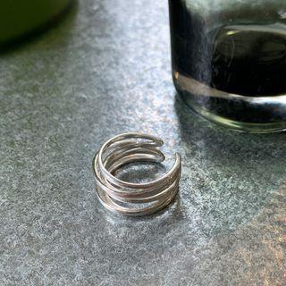 925 Silver Tiered Open Ring Silver - One Size
