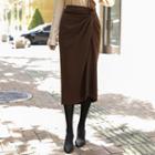 Knot-front H-line Long Skirt