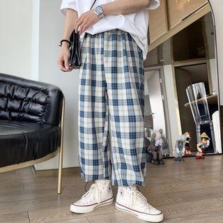 Plaid Two-way Wide-leg Pants