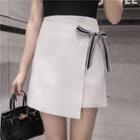 Bow Accent Wrap A-line Skirt