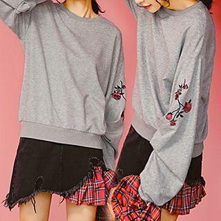 Rose Embroidered Pullover