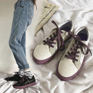 Contrast Color Lace-up Sneakers