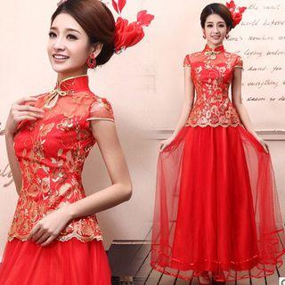 Sequined Cap-sleeve A-line Hanfu Dress