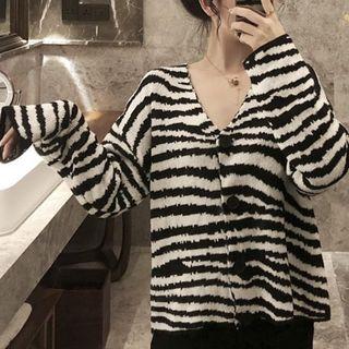 Zebra Printed Cardigan Stripes - Black & White - One Size