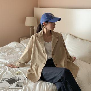 Plus Size Loose-fit Cotton Blazer