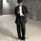 Striped Blazer / Straight Leg Dress Pants / Set