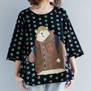 Animal Dotted 3/4-sleeve T-shirt