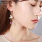 Retro Gemstone Flower Dangle Earring
