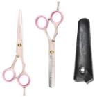 Stainless Steel Hair Cutting Scissors (various Designs) / Faux Leather Sleeve / Set