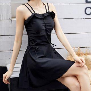Drawstring Lace-up Swimdress