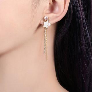Retro Star Faux Pearl Fringed Earring 1 Pair - White - One Size