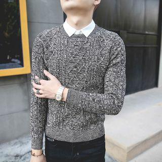 Melange Knit Mock Two-piece Sweater