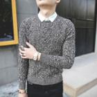 Melange Knit Mock Two-piece Sweater